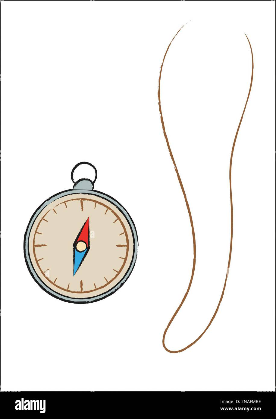 Illustrated compass and string Stock Photo - Alamy