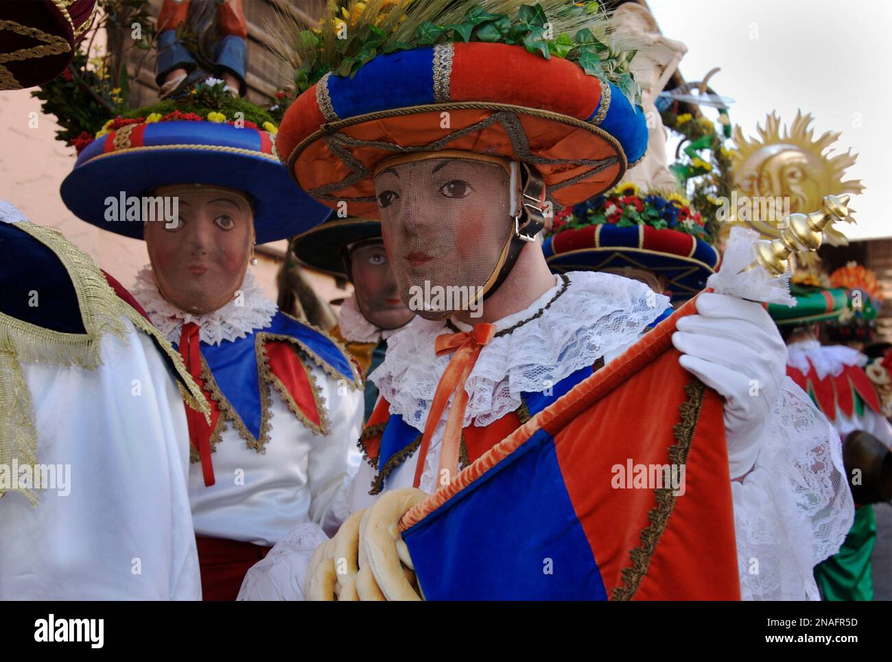 Men in costume celebrating Schleicherlaufen Stock Photo - Alamy