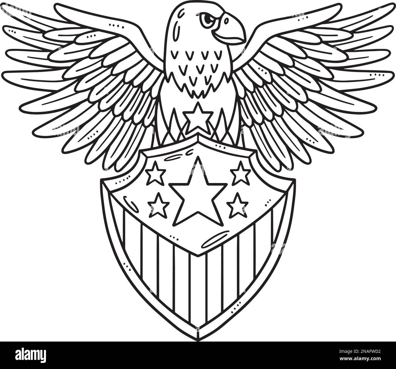 Eagle with American Badge Isolated Coloring Page Stock Vector Image ...