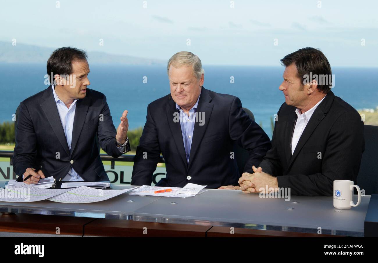 From left, the Golf Channel's Dan Hicks, Johnny Miller and Nick Faldo ...