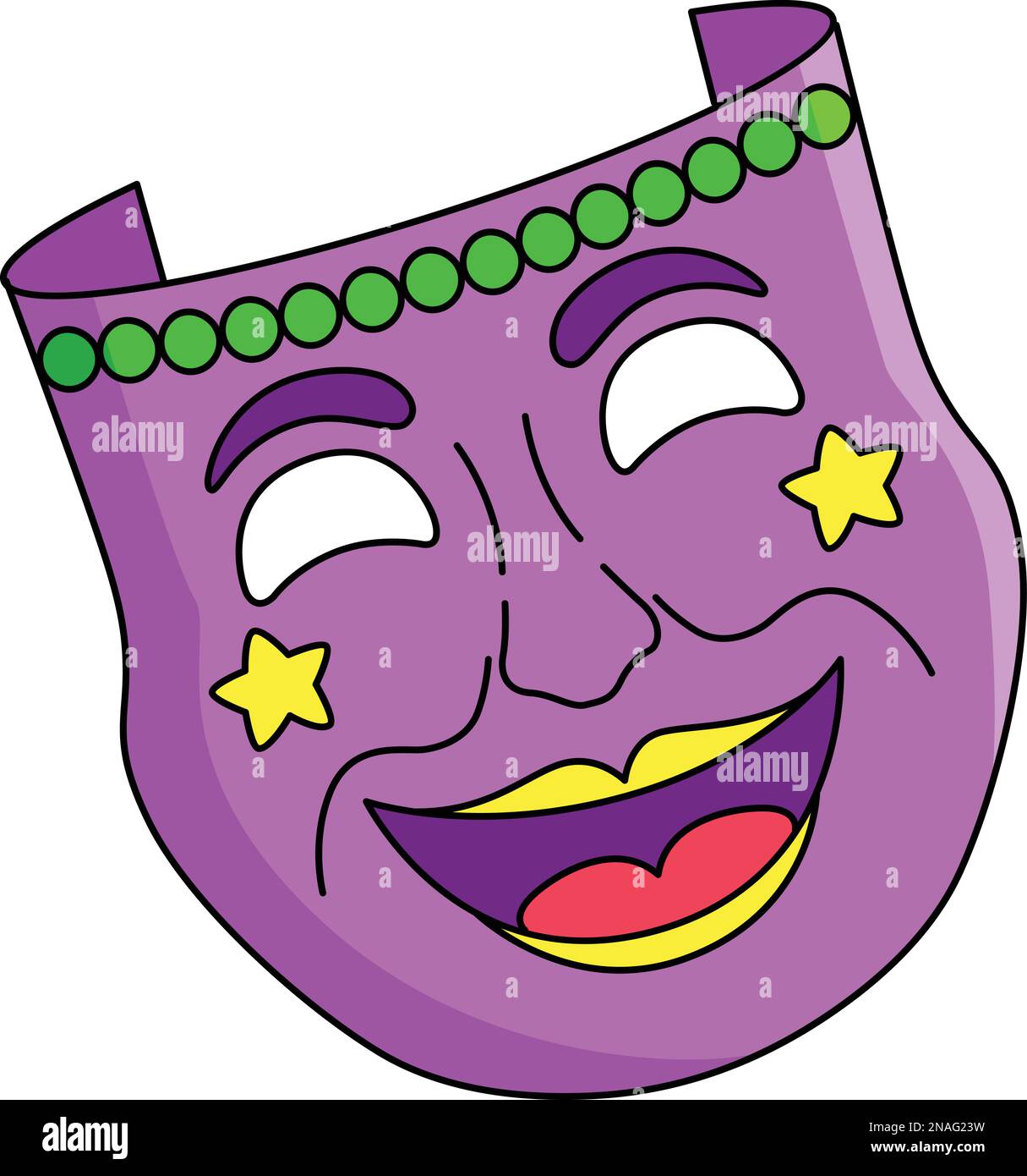 Mardi Gras Tragedy Mask Cartoon Colored Clipart  Stock Vector