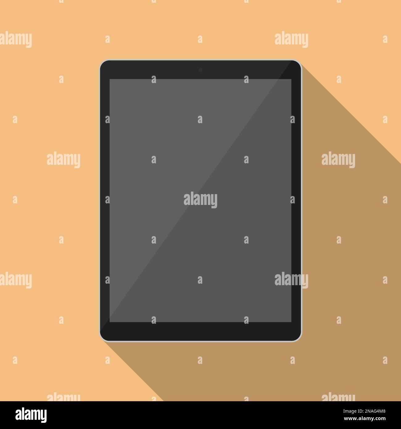 Black tablet in a flat design with long shadow Stock Vector