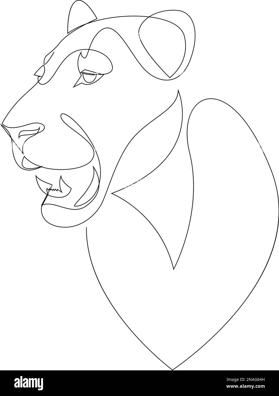 Jaguar head continuous one line drawing. Single line vector illustration. Stock Vector