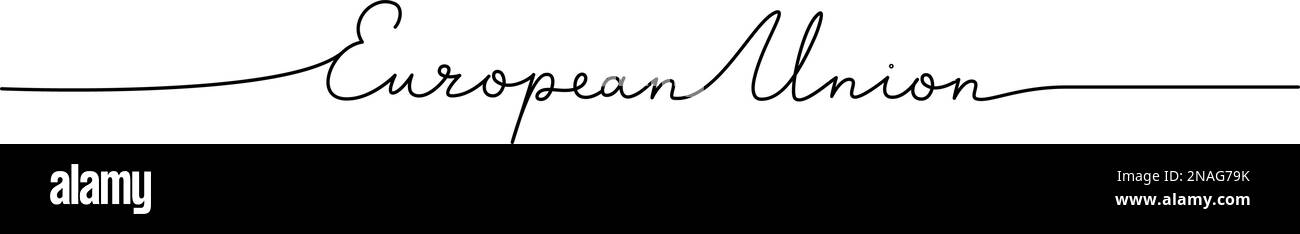 European Union - word with continuous one line. Minimalist drawing of