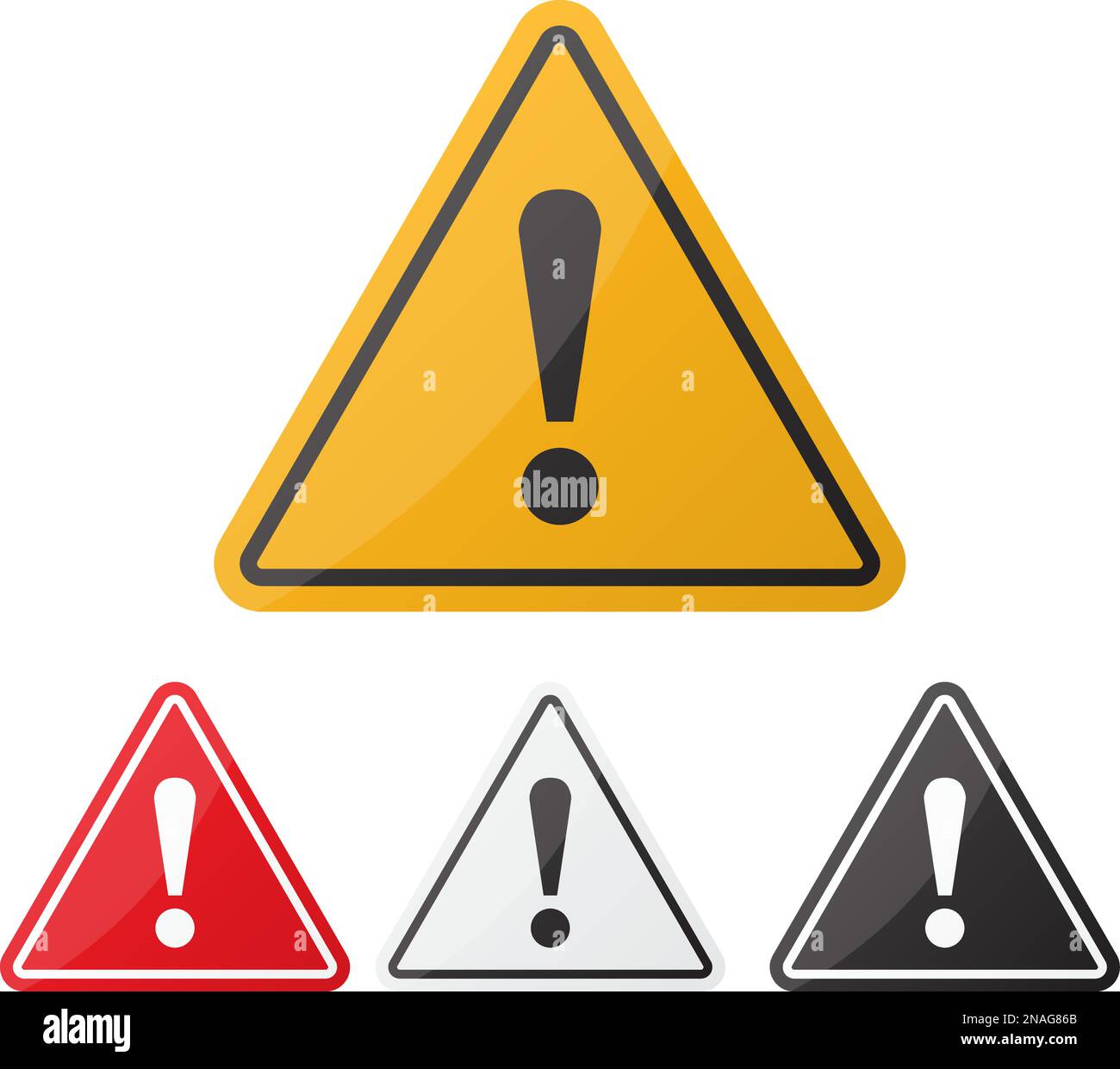 Hazard warning attention sign set. Danger sign. Exclamation point Stock