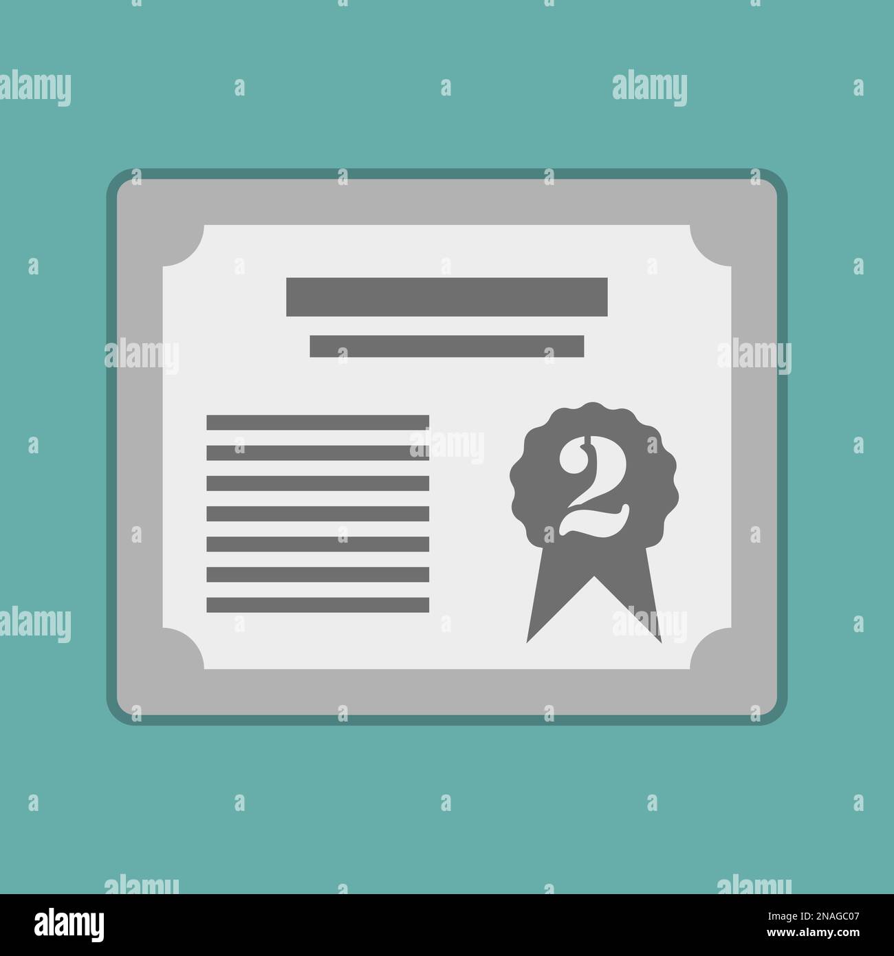 Prize silver certificat for 2st. Vector illustration eps10 Stock Vector