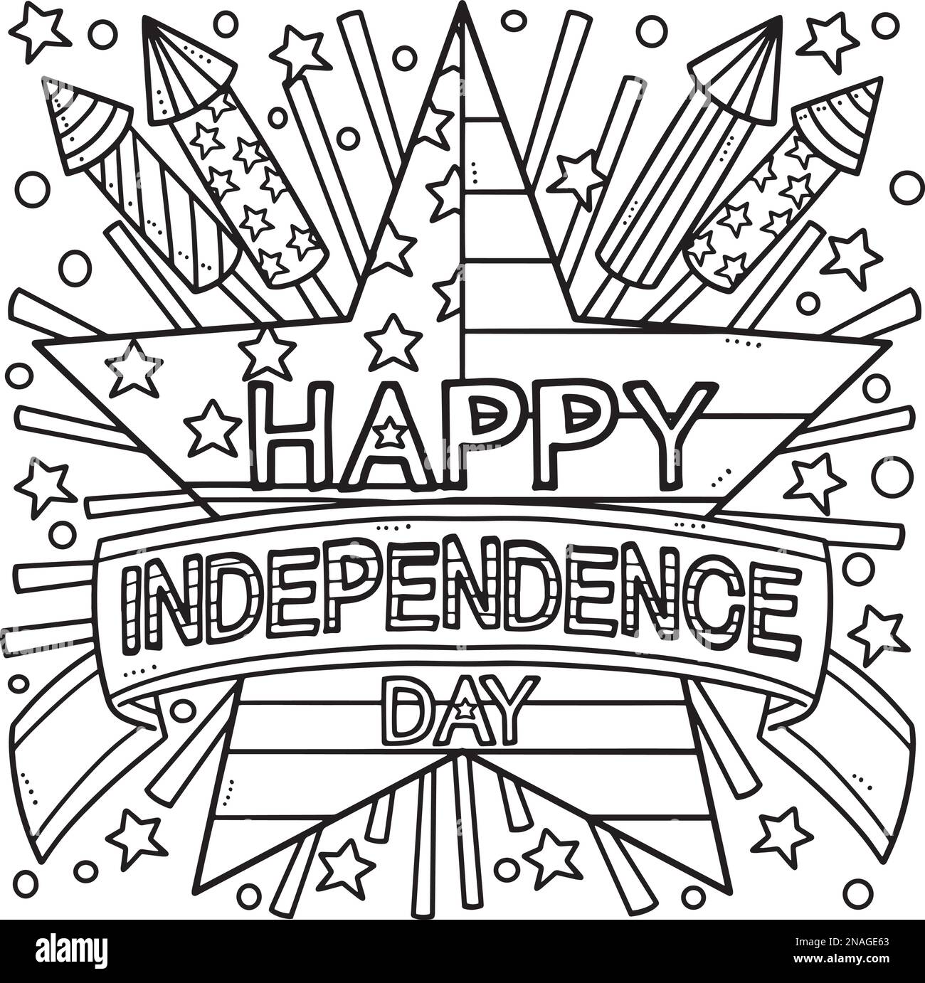 4th Of July Happy Independence Day Coloring Page Stock Vector Image & Art -  Alamy