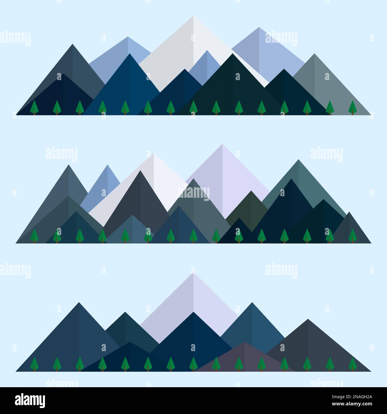 Mountains low poly style set. Polygonal mountain ridges. Vector illustration EPS10 Stock Vector