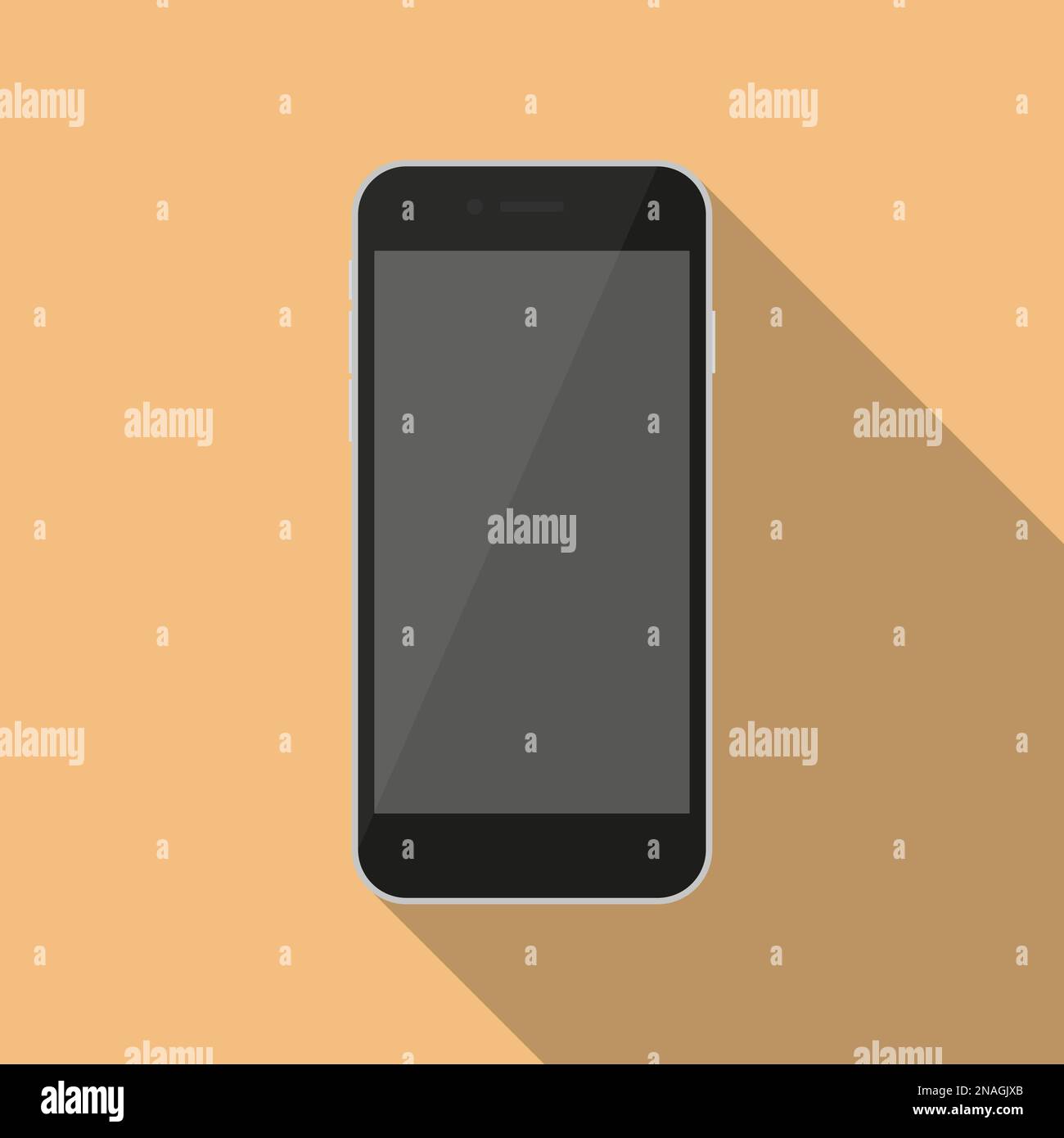 Black smartphone in a flat design with long shadow Stock Vector