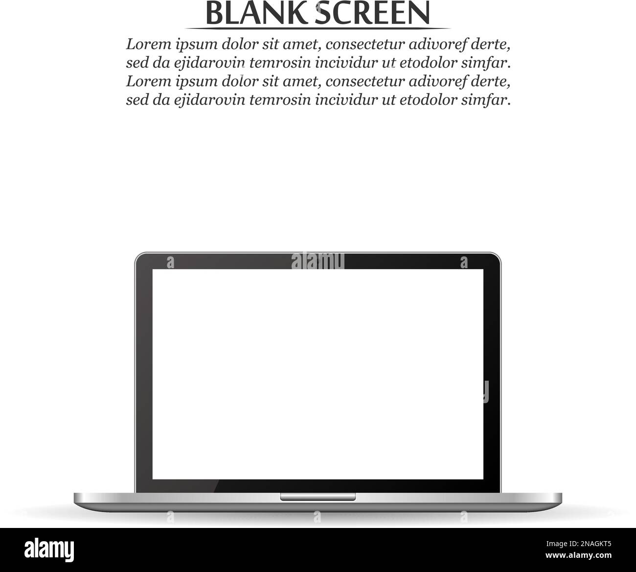 Blank screen. Realistic laptop on a white background Stock Vector