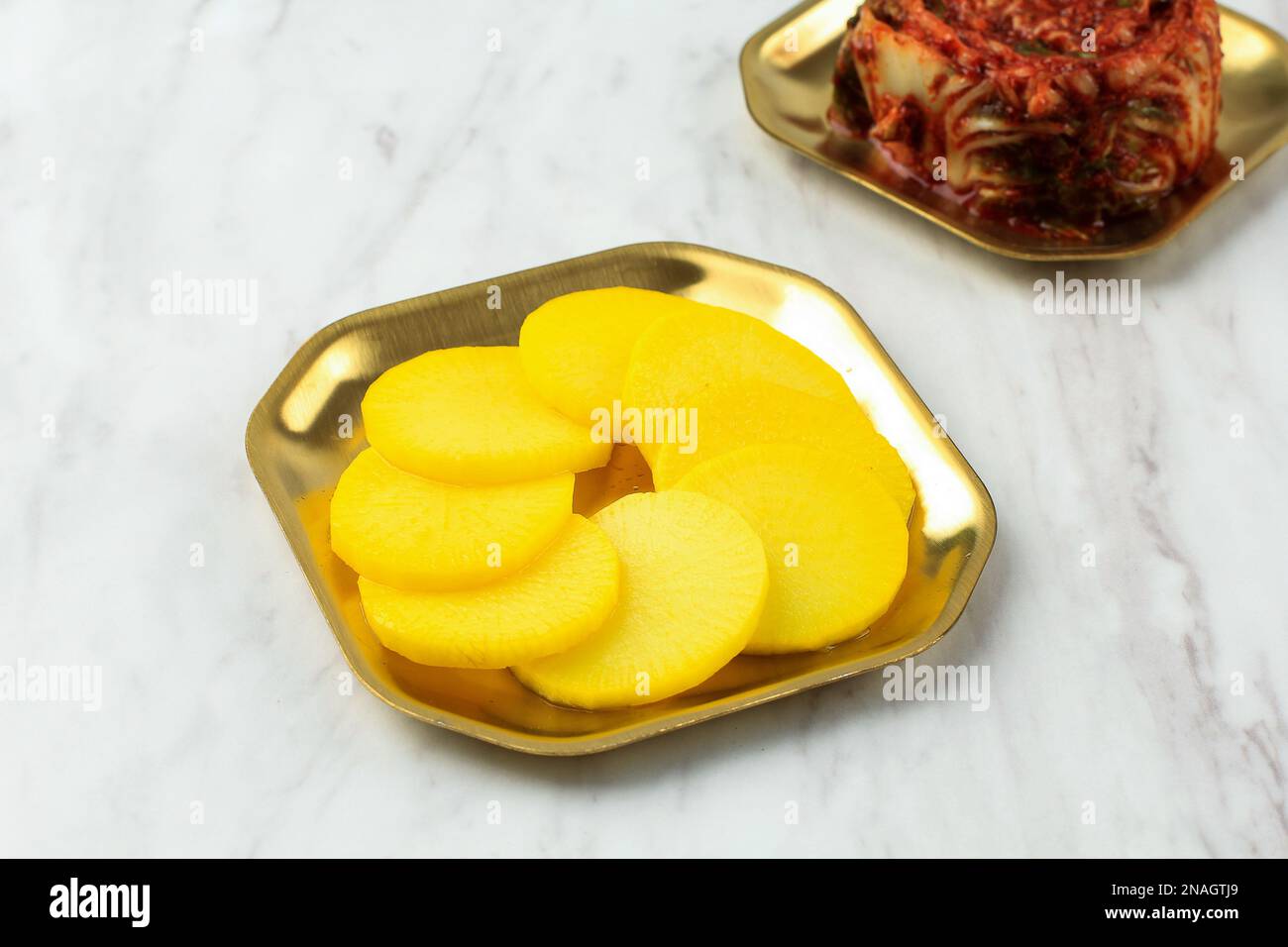 Takuan or Danmuji, Asian Side Dish Made from Radish with Yellow Color