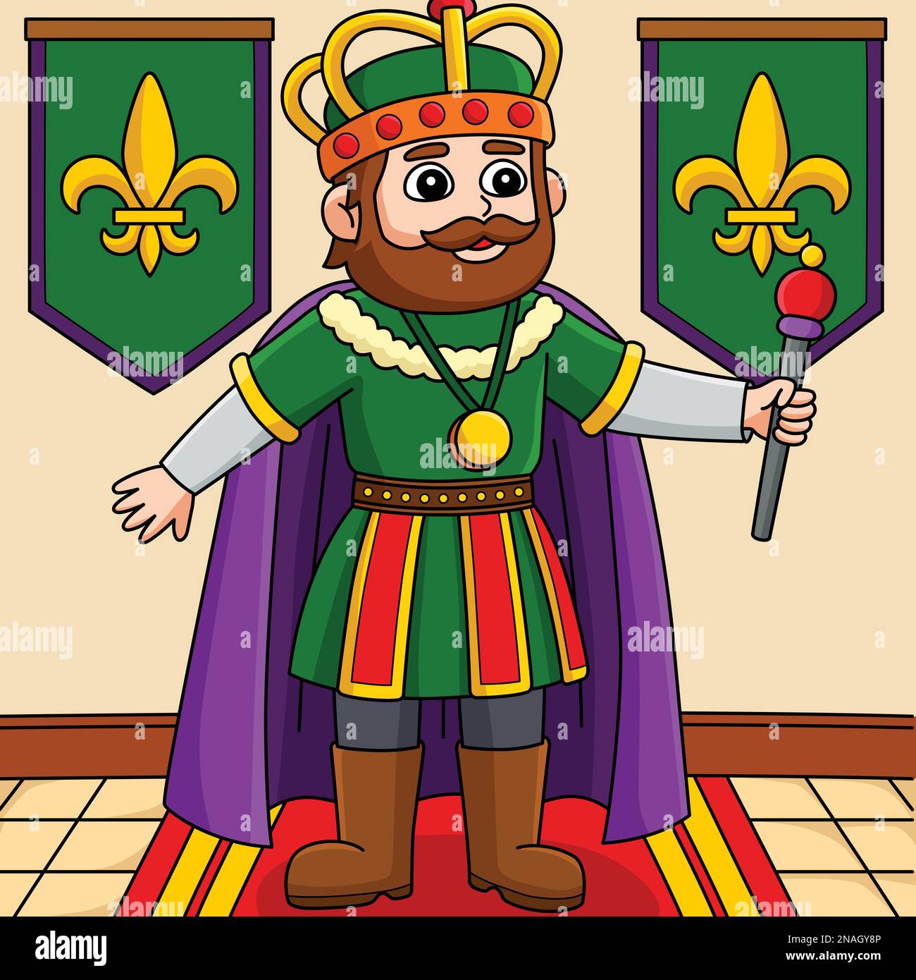 Mardi Gras Crown King Colored Cartoon Illustration Stock Vector Image