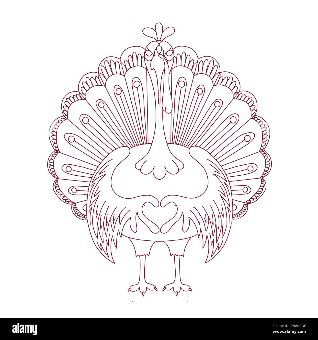 Thanksgiving turkey coloring page. Turkey linear illustration for ...