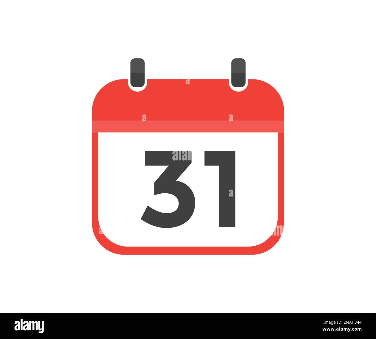 Simple calendar with date 31 day thirty one logo design. Calendar icon flat day 31. Reminder symbol. Event schedule date. Meeting appointment time. Stock Vector