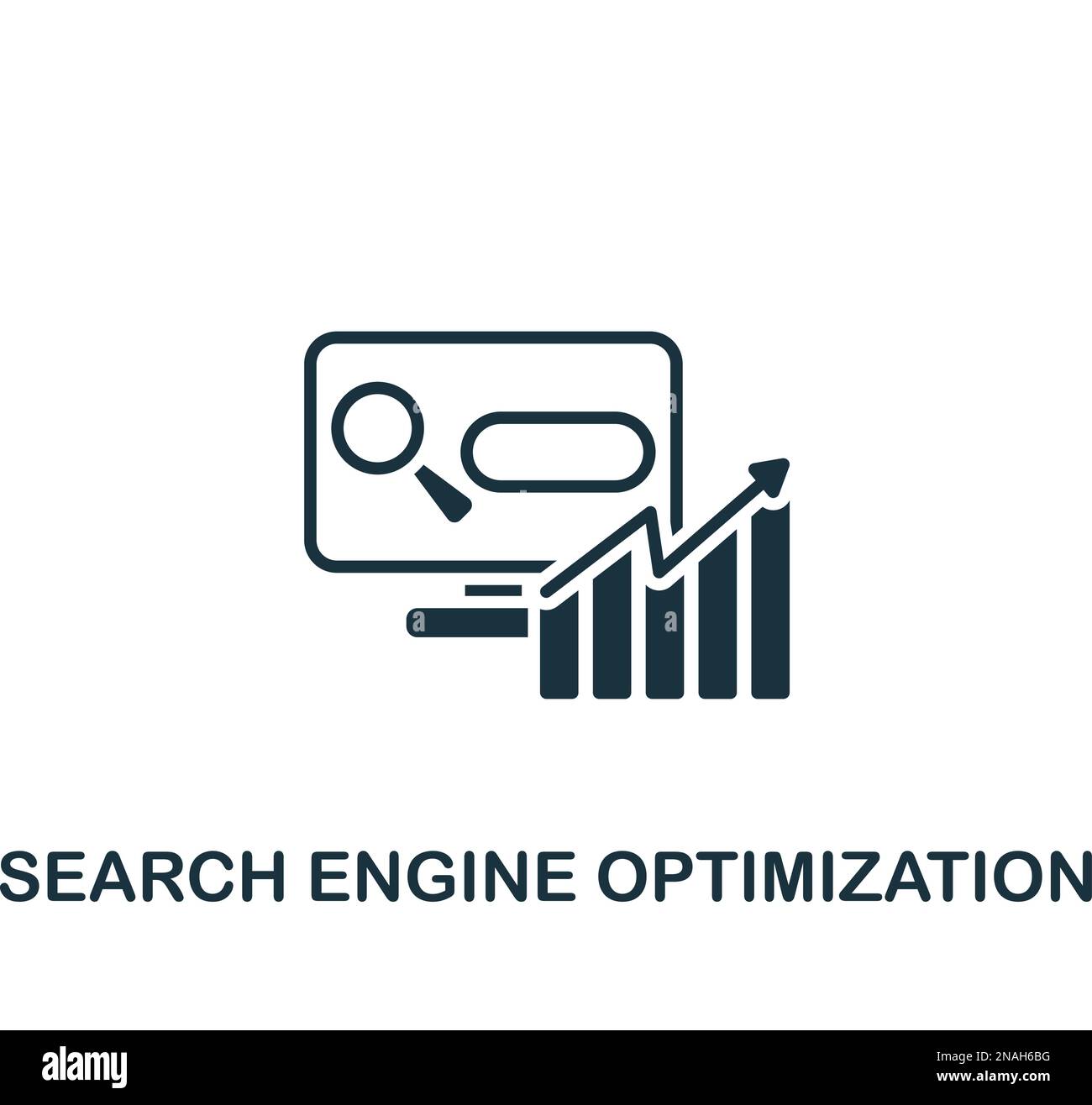 Search engine optimization icon. Monochrome simple sign from digitalization collection. Search engine optimization icon for logo, templates, web Stock Vector