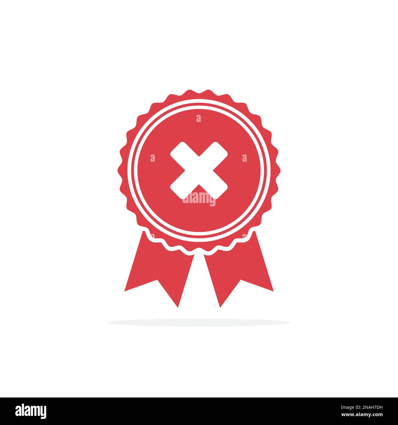 Red rejected or certified medal icon in a flat design with shadow Stock Vector