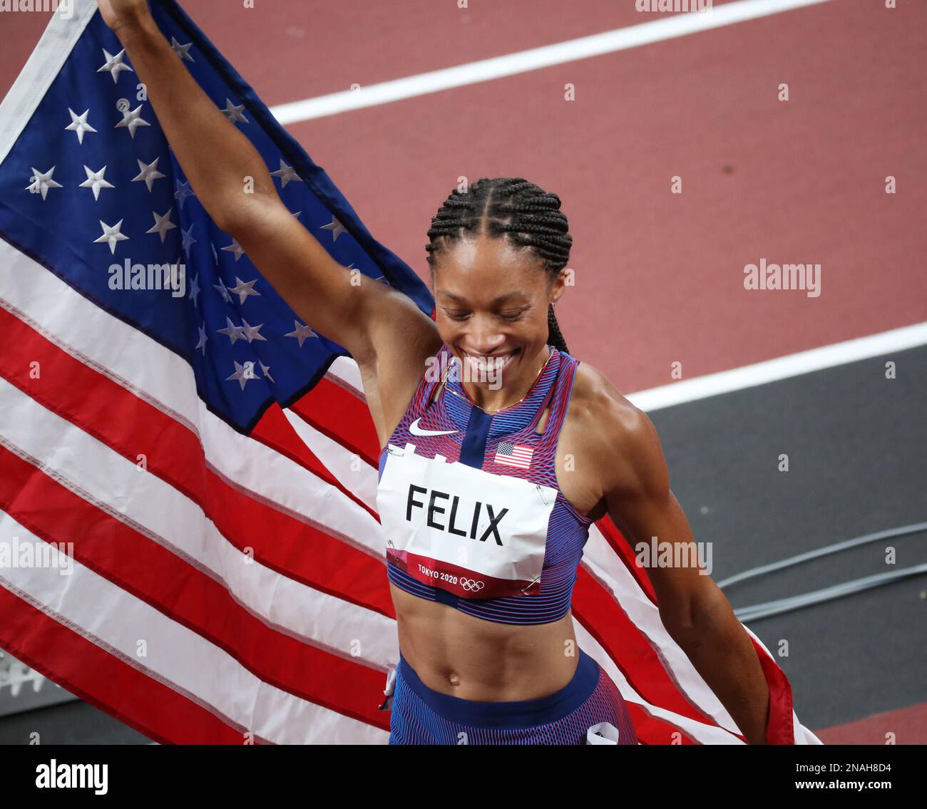 AUG 06, 2021 - Tokyo, Japan: Allyson Felix Of United States Celebrates ...