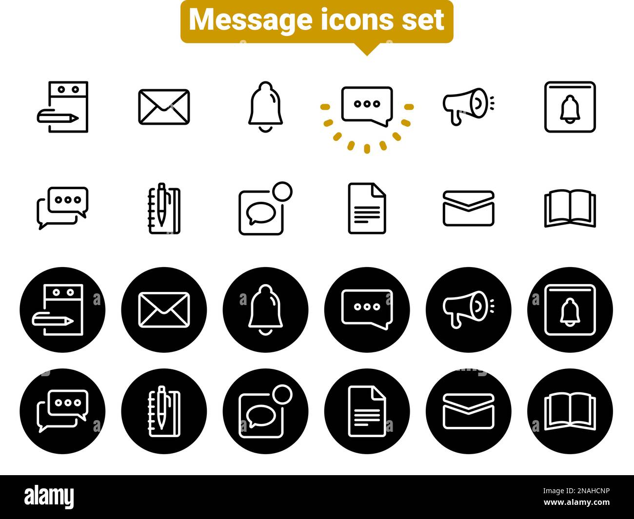 Simple vector icons. Flat illustration on a theme messages, notifications, chats, conversations Stock Vector