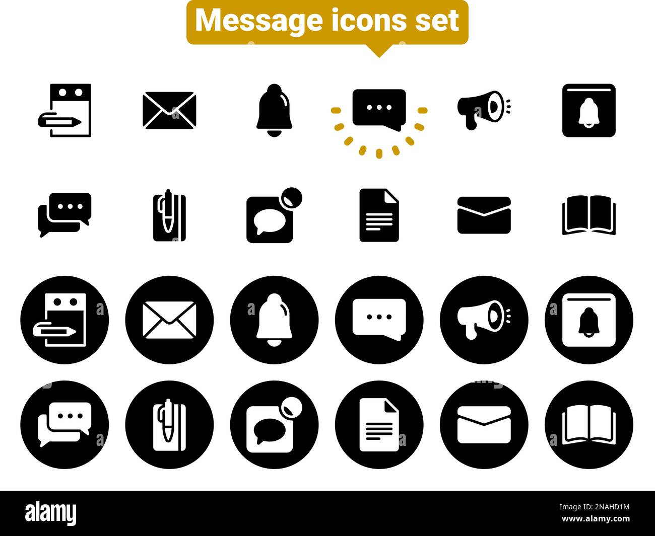 Simple vector icons. Flat illustration on a theme messages, notifications, chats, conversations Stock Vector