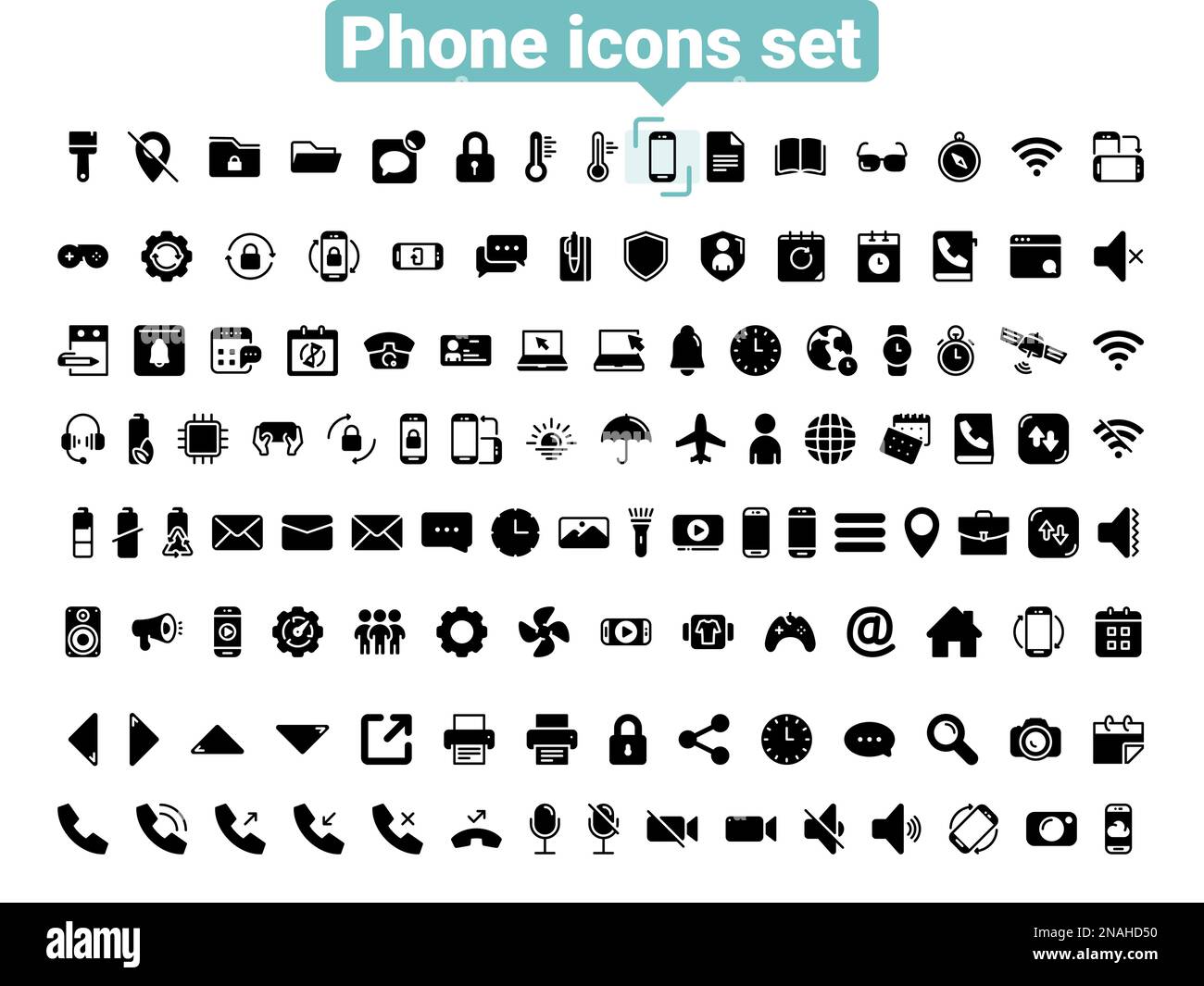 Simple vector icons. Flat illustration on a theme phone Stock Vector