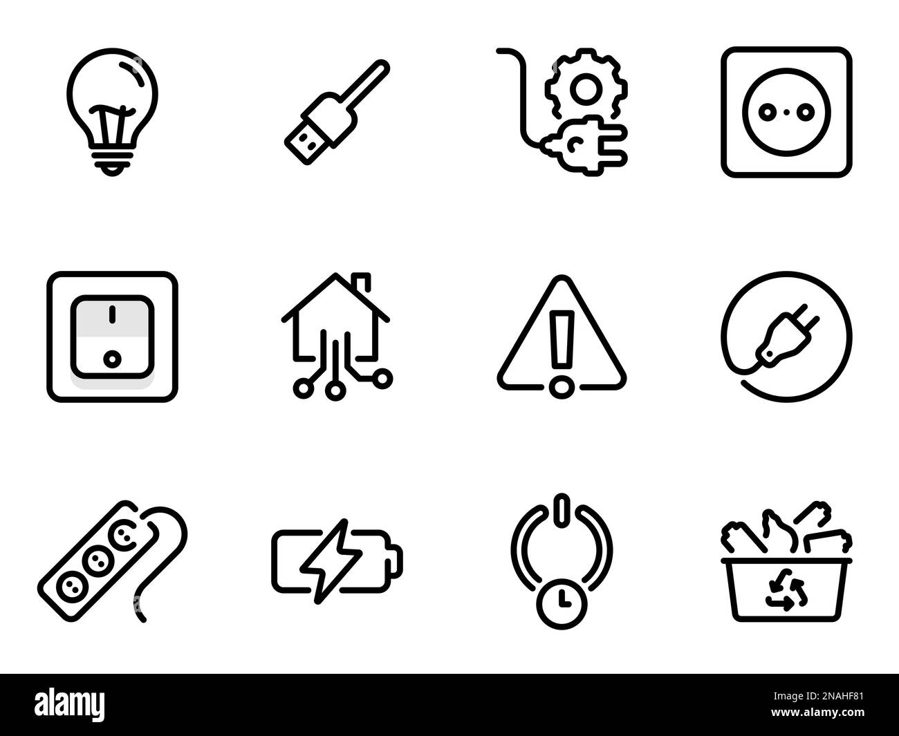 Set of black vector icons, isolated against white background. Flat