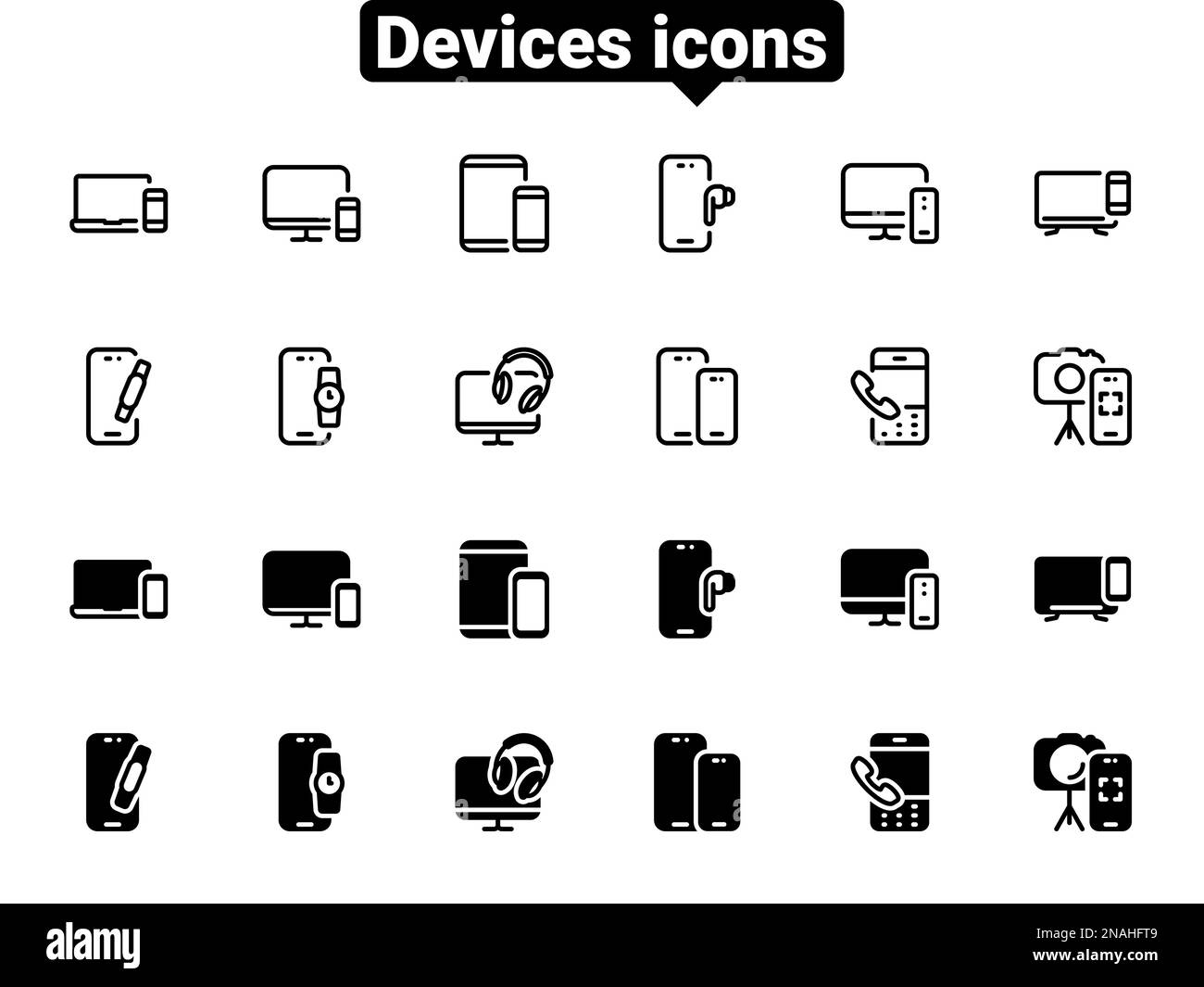 Simple vector icons. Flat illustration on a theme mobile, computer and wearable devices Stock Vector