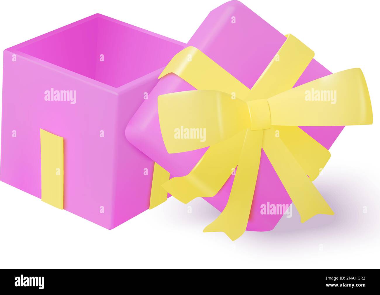 Pink and yellow gift box 3d realistic with top next to the box Stock ...