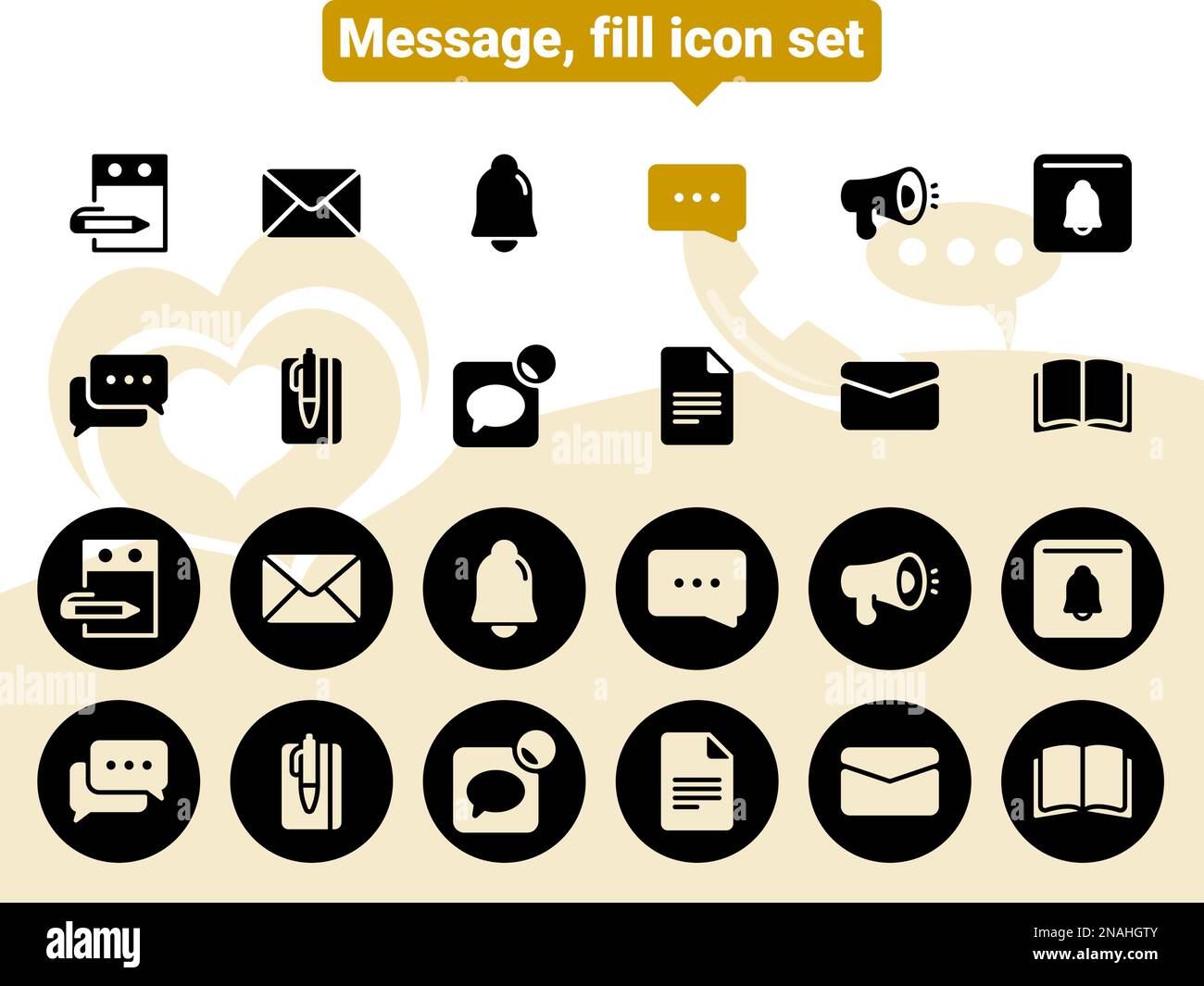 Simple vector icons. Flat illustration on a theme messages, notifications, chats, conversations Stock Vector