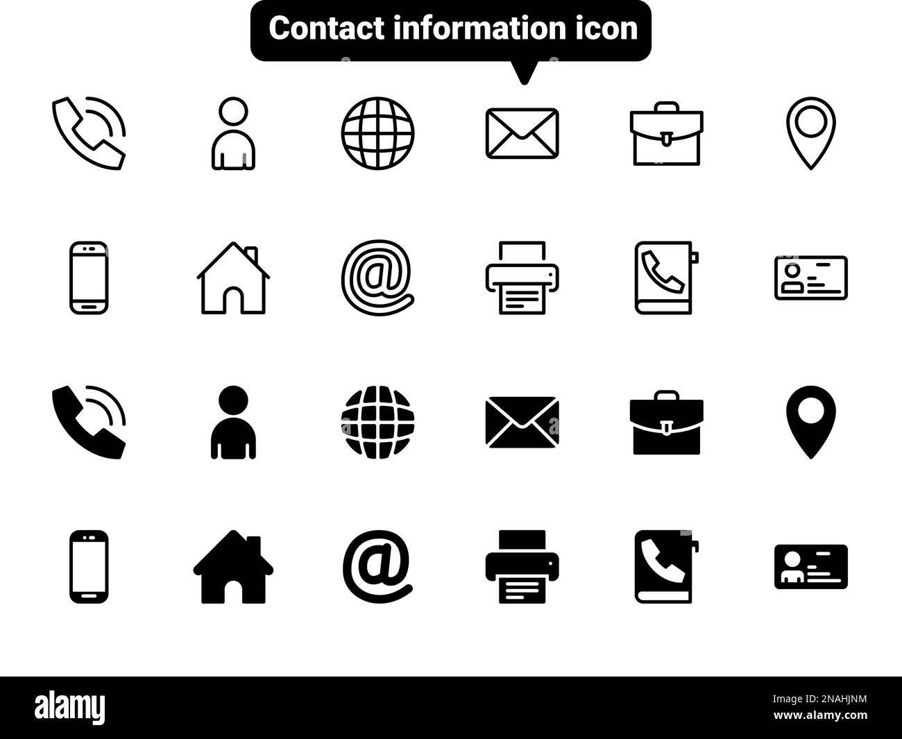 Set of black vector icons, isolated against white background. Flat
