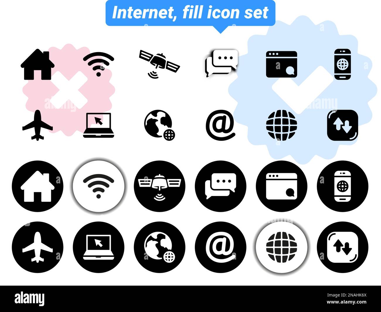 Simple vector icons. Flat illustration on a theme Internet Stock Vector