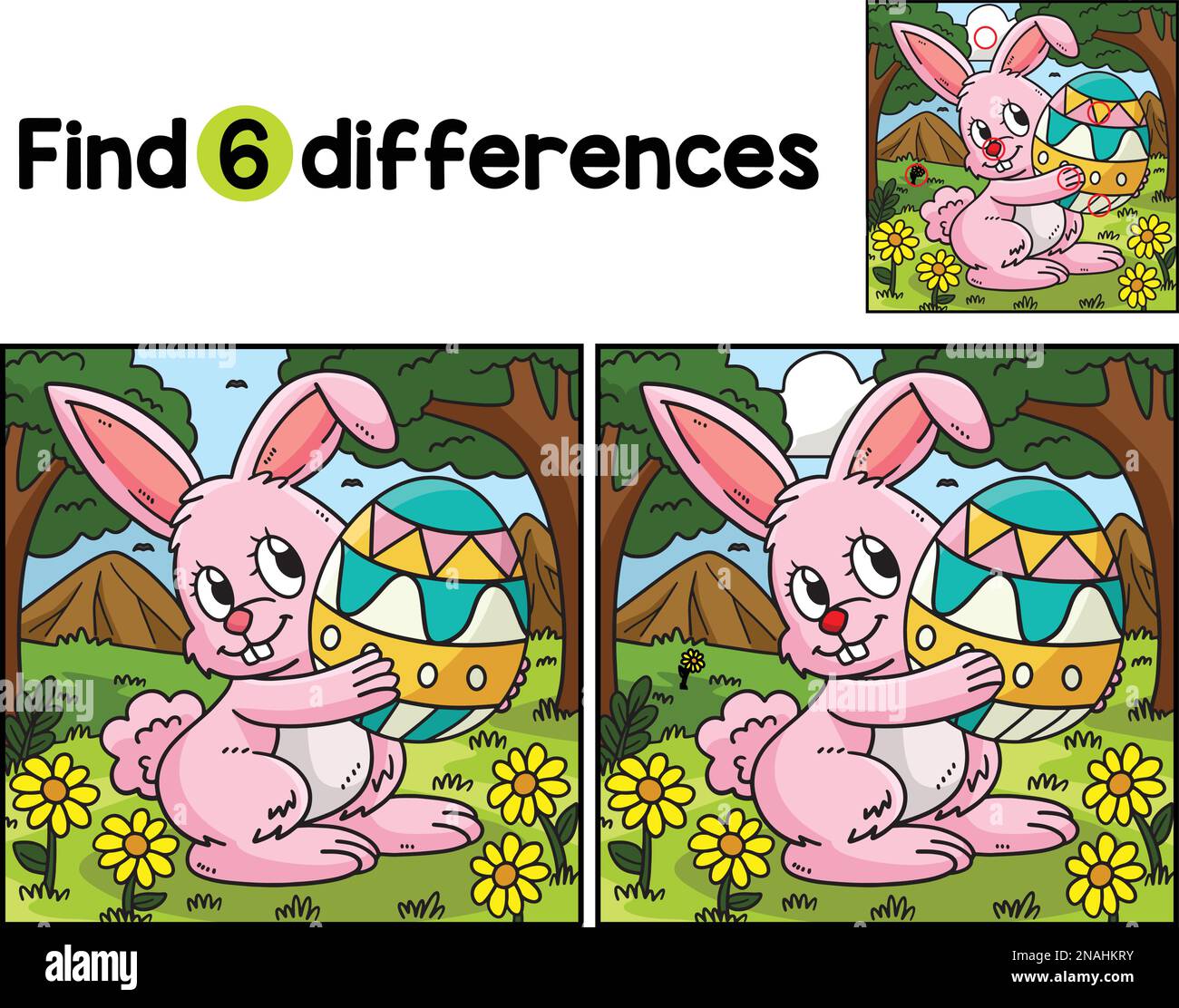 Bunny Carrying Easter Egg Find The Differences Stock Vector Image & Art
