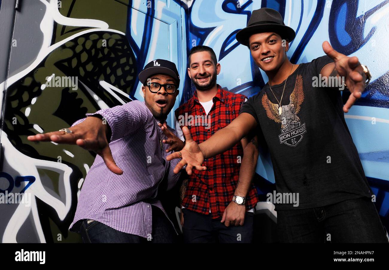 Philip Lawrence, left, Ari Levine, center, and Bruno Mars of the ...