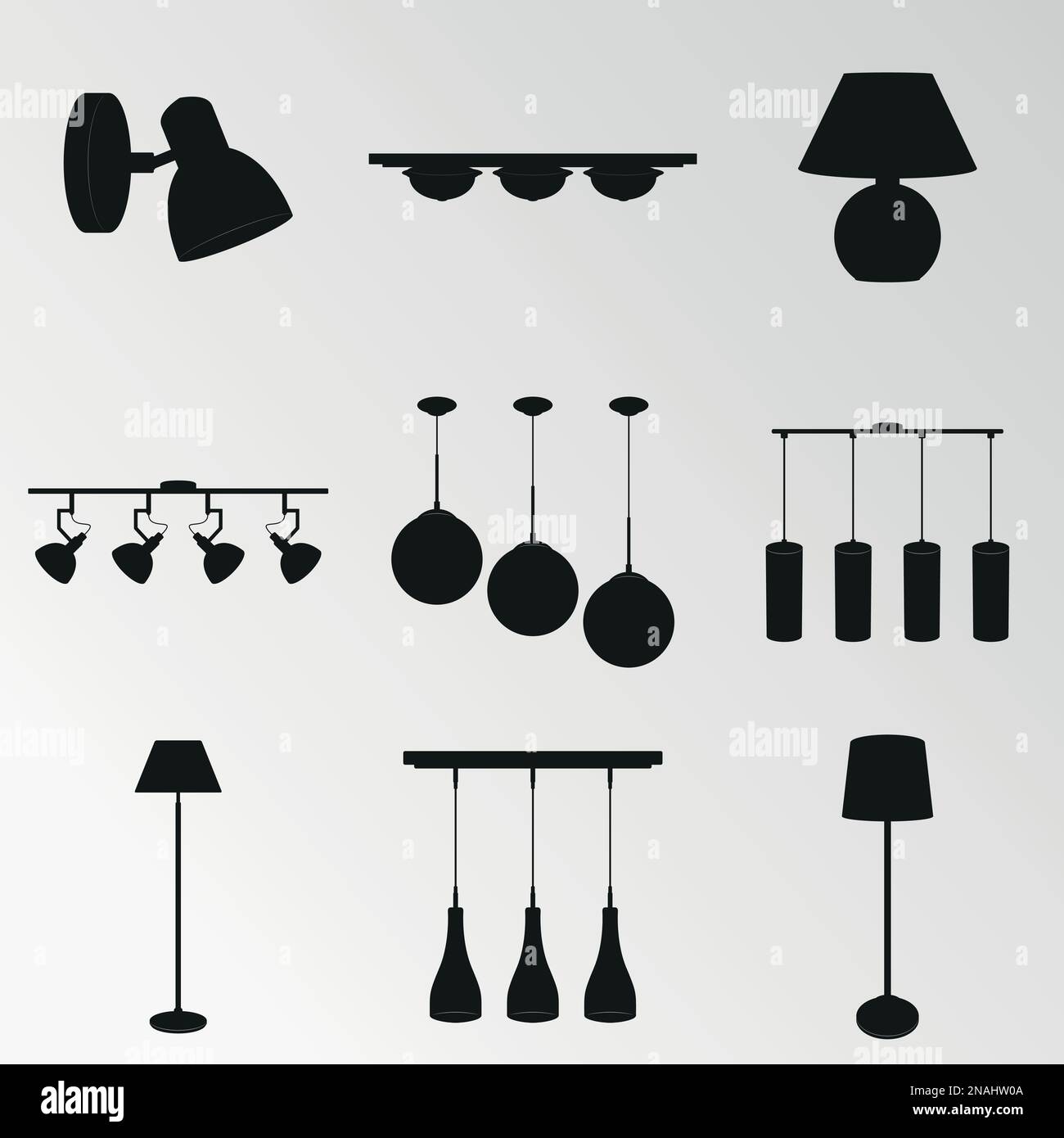 Set of objects on the theme of Lighting and lamps Stock Vector Image & Art Alamy