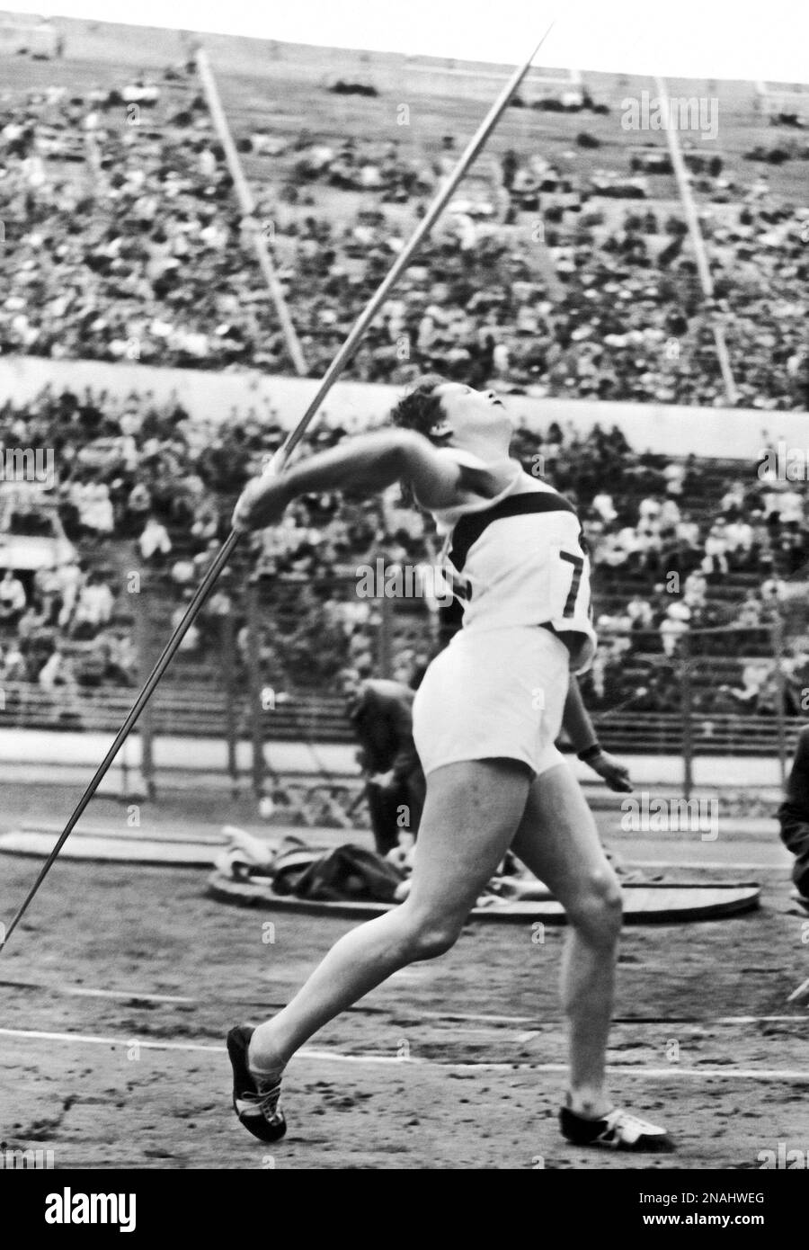 Jutta Krueger of Germany, during the women's javelin Summer Olympic ...