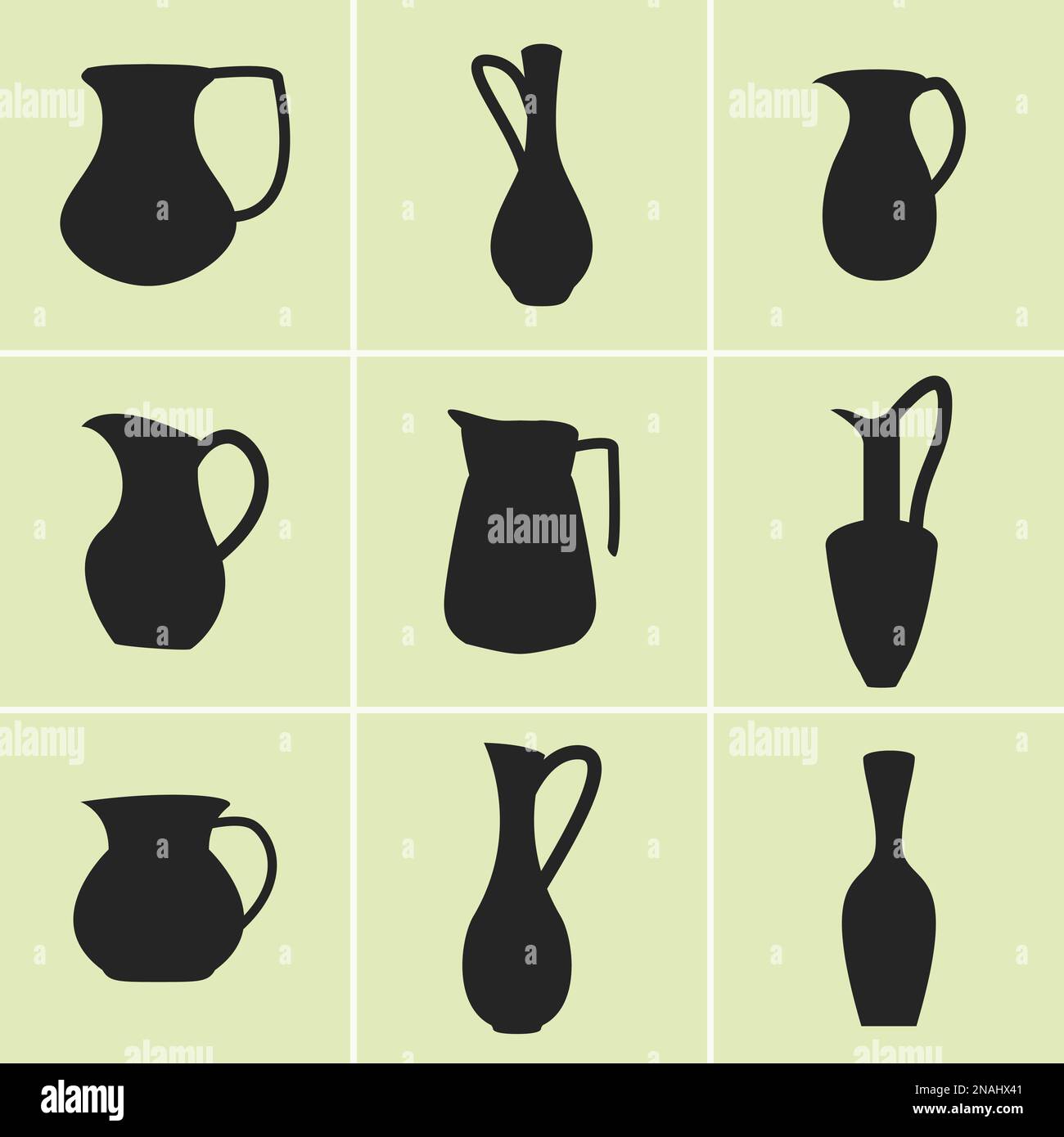 Set of icons on a theme decanters, pitchers Stock Vector