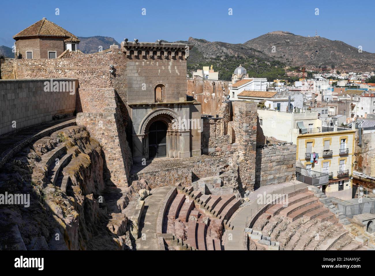 Teatro Romano, Roman amphitheater, in the old town of Cartagena, Region of Murcia, Spain Stock Photo