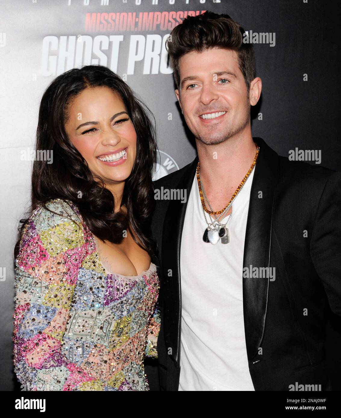Actress Paula Patton and husband Robin Thicke attend the U.S. premiere ...