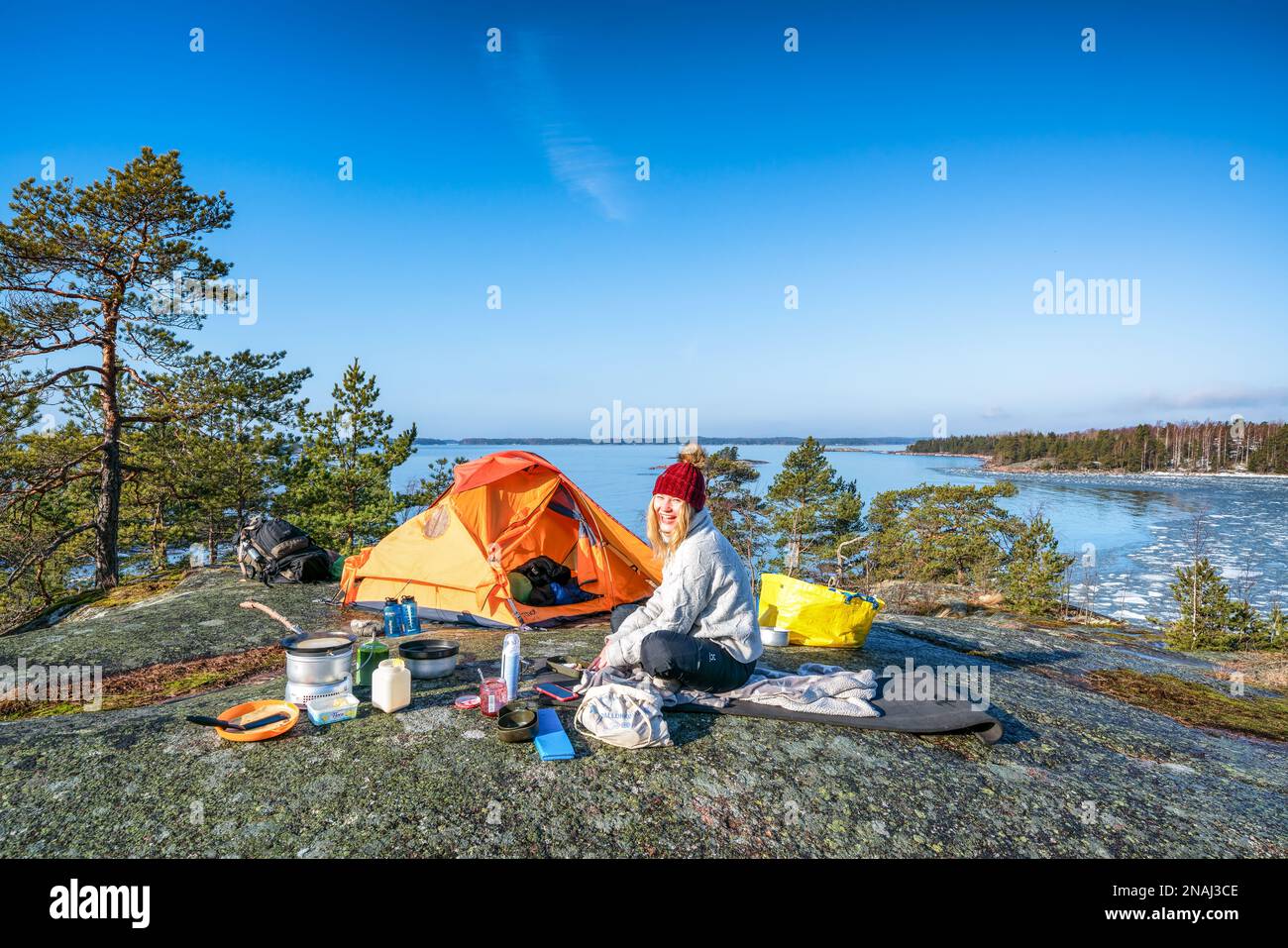 A campsite with a view in Kopparnäs, Inkoo, Finland Stock Photo