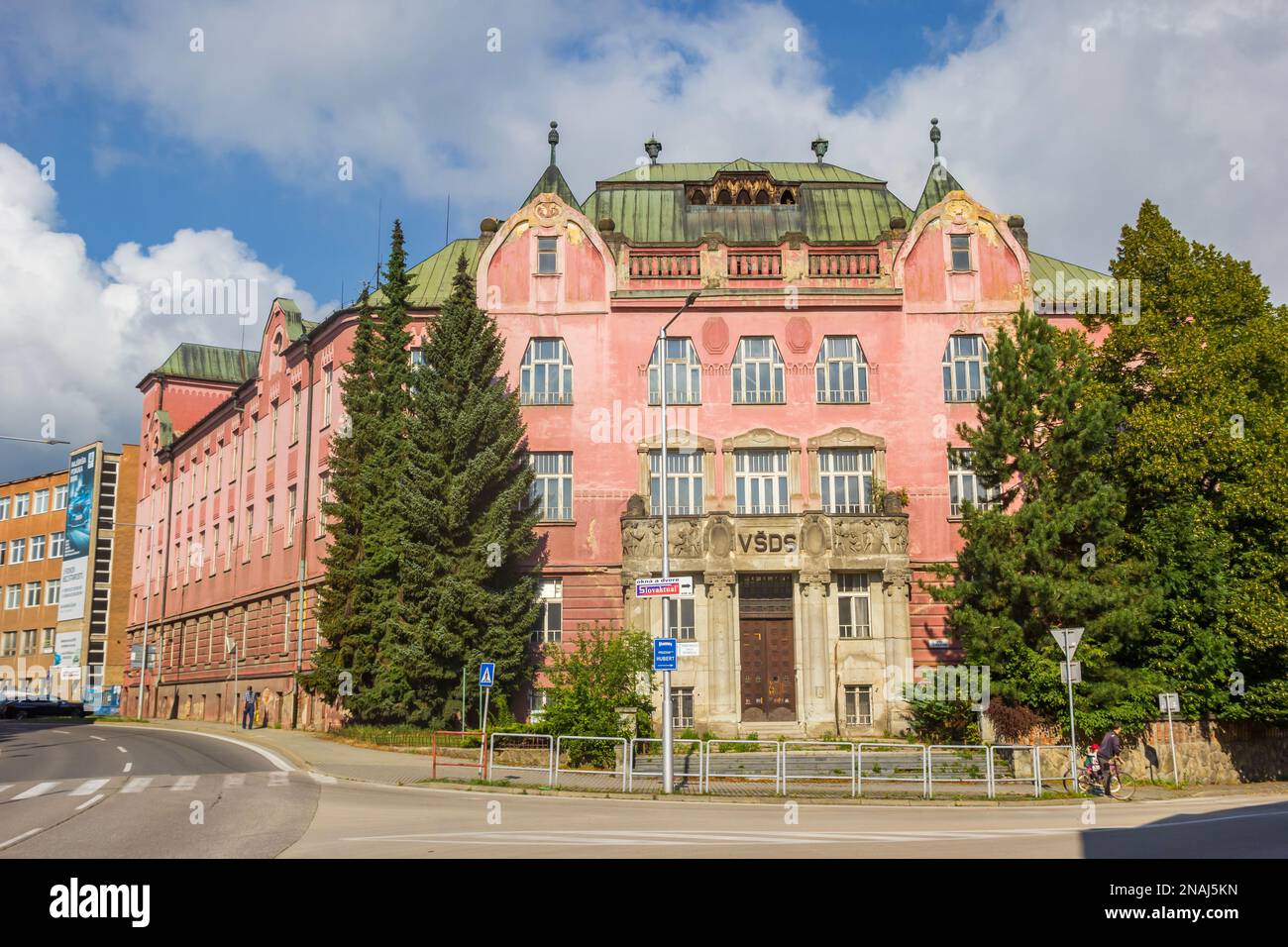 Historic red building in the center of Zilina, Slovakia Stock Photo