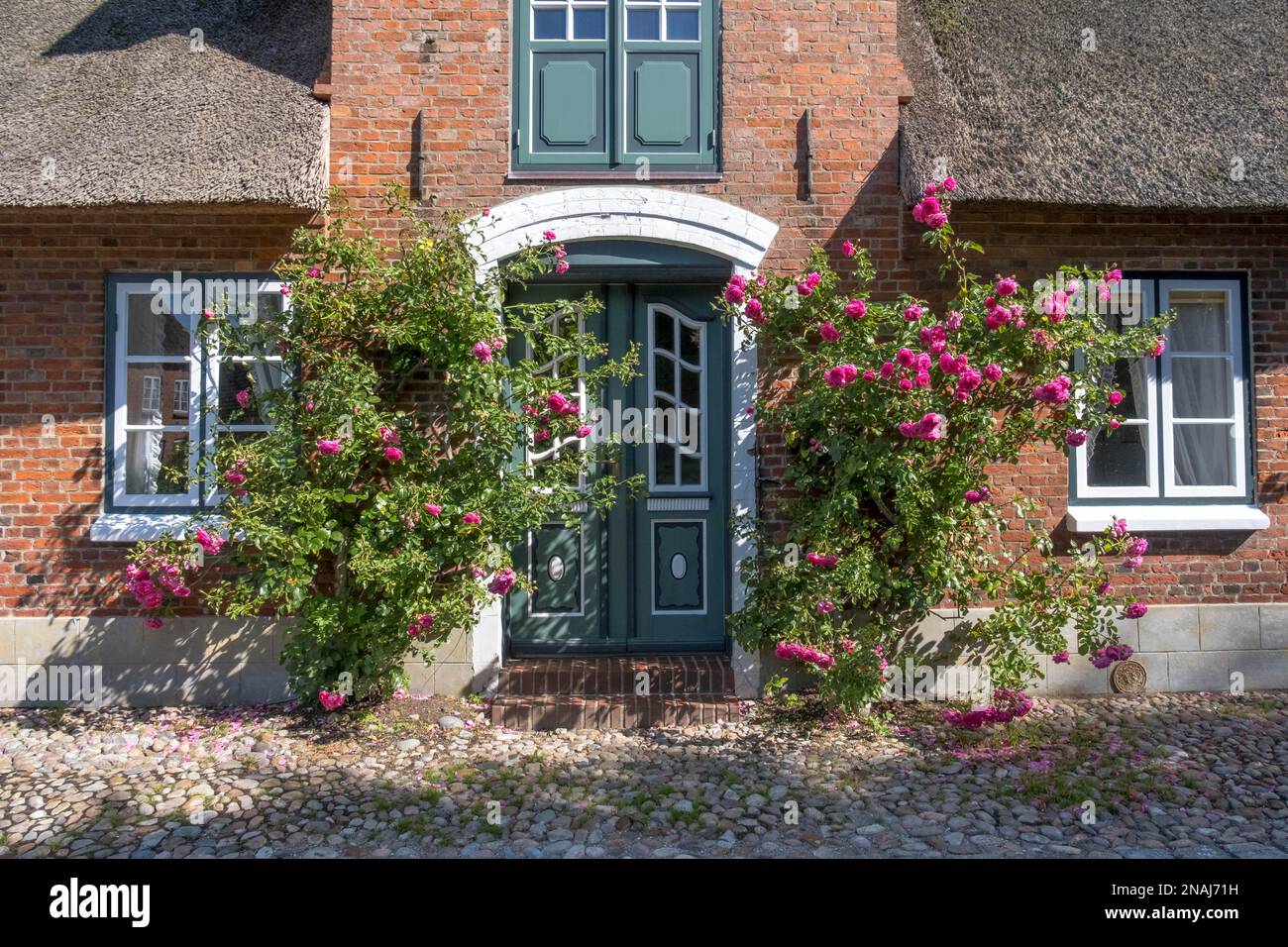 House entrance with roses Stock Photo