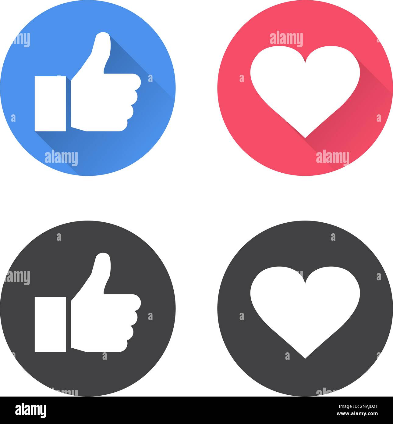 Thumbs up and heart icon in a flat design. Vector illustration Stock ...