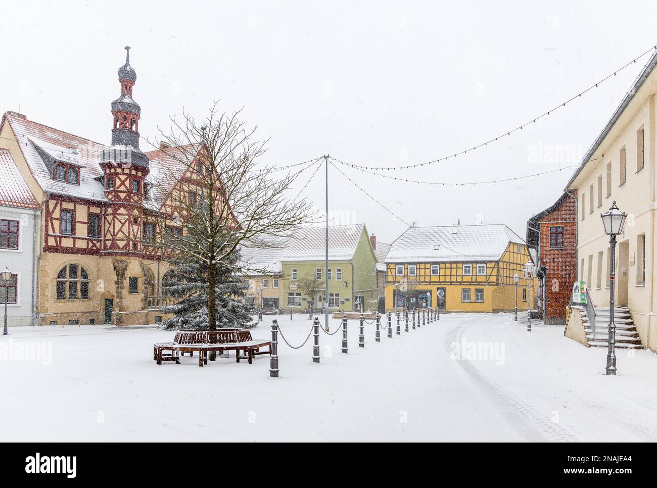 Harzgerode Harzgerode market square with historic town hall Stock Photo - Alamy
