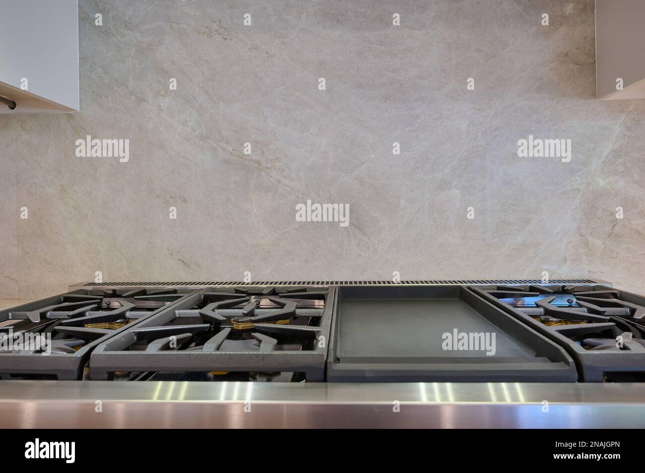 Gas Stove Burners in Modern Kitchen with Griddle Stock Photo Alamy