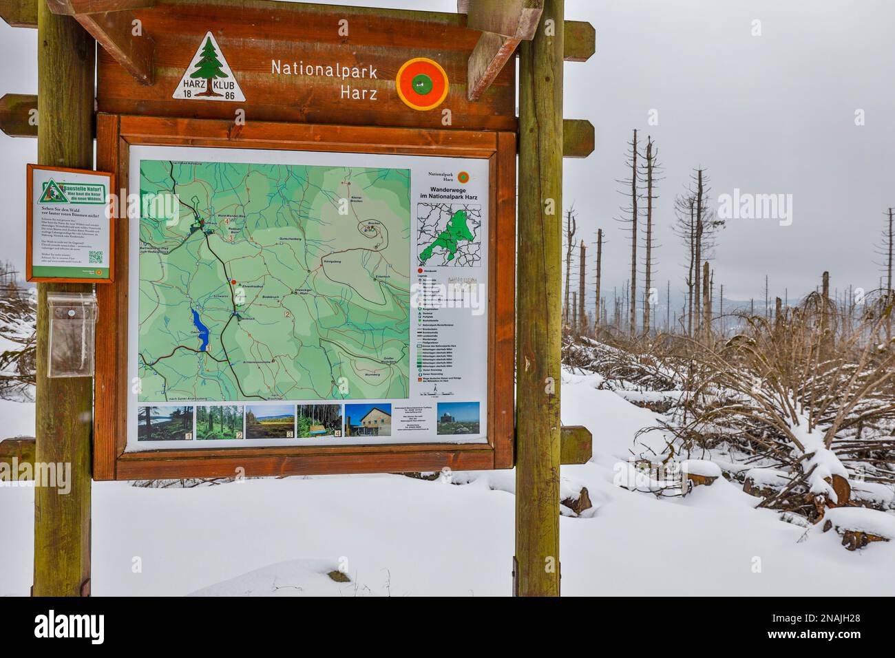 Hiking map Harz National Park Info Point Stock Photo