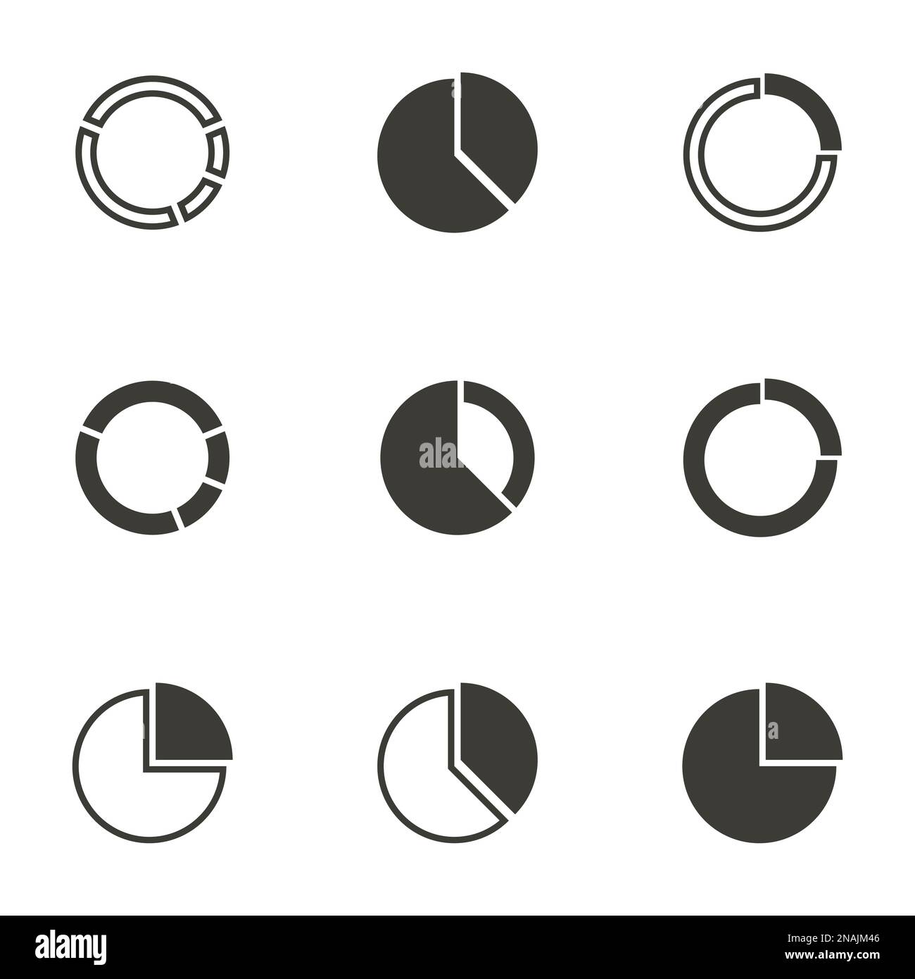Set of objects on the theme of circle, diagram icons Stock Vector