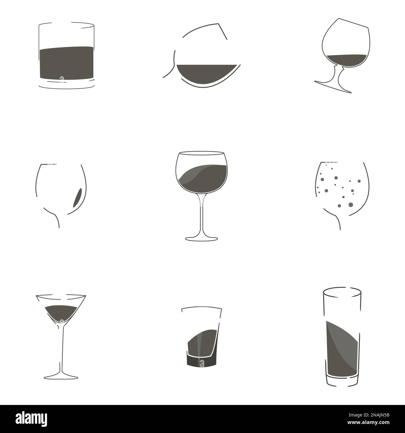 Set of objects on the theme of wine glasses Stock Vector Image & Art ...