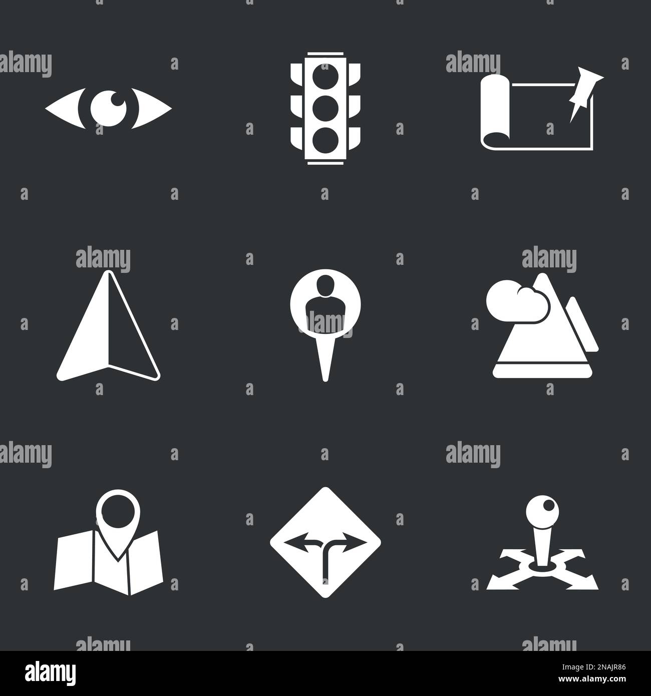 Maps location and navigation icons - Maps Location And Navigation Icons Black Background 2NAJR86