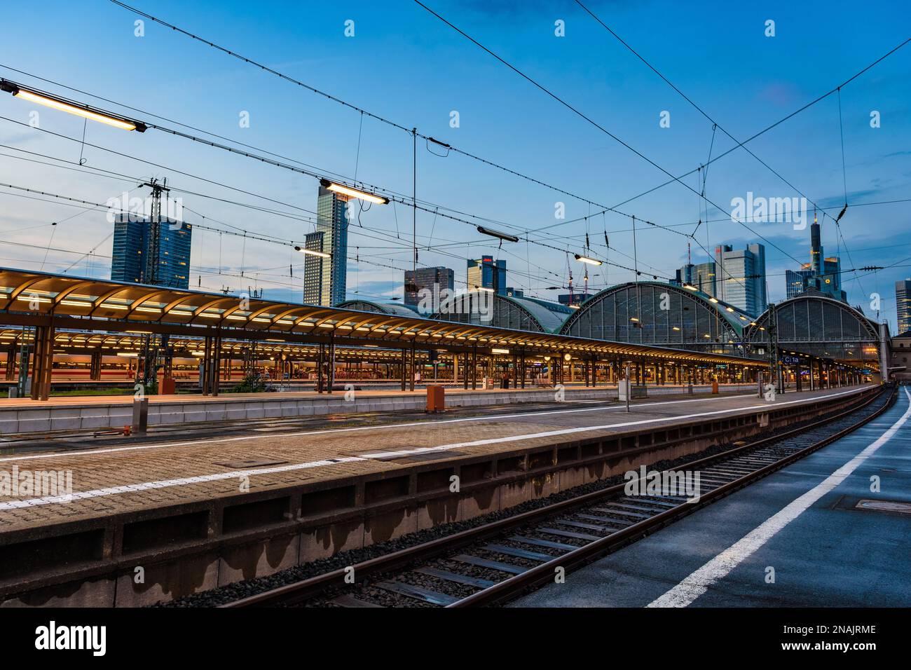 A picture of Frankfurt railway station taken during the early evening
