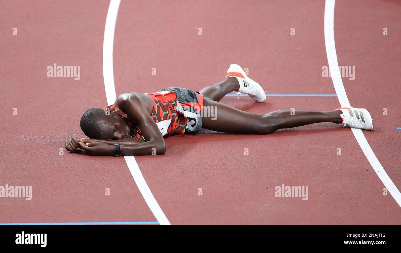 AUG 06, 2021 Tokyo, Japan Nicholas Kipkorir Kimeli of Kenya reacts