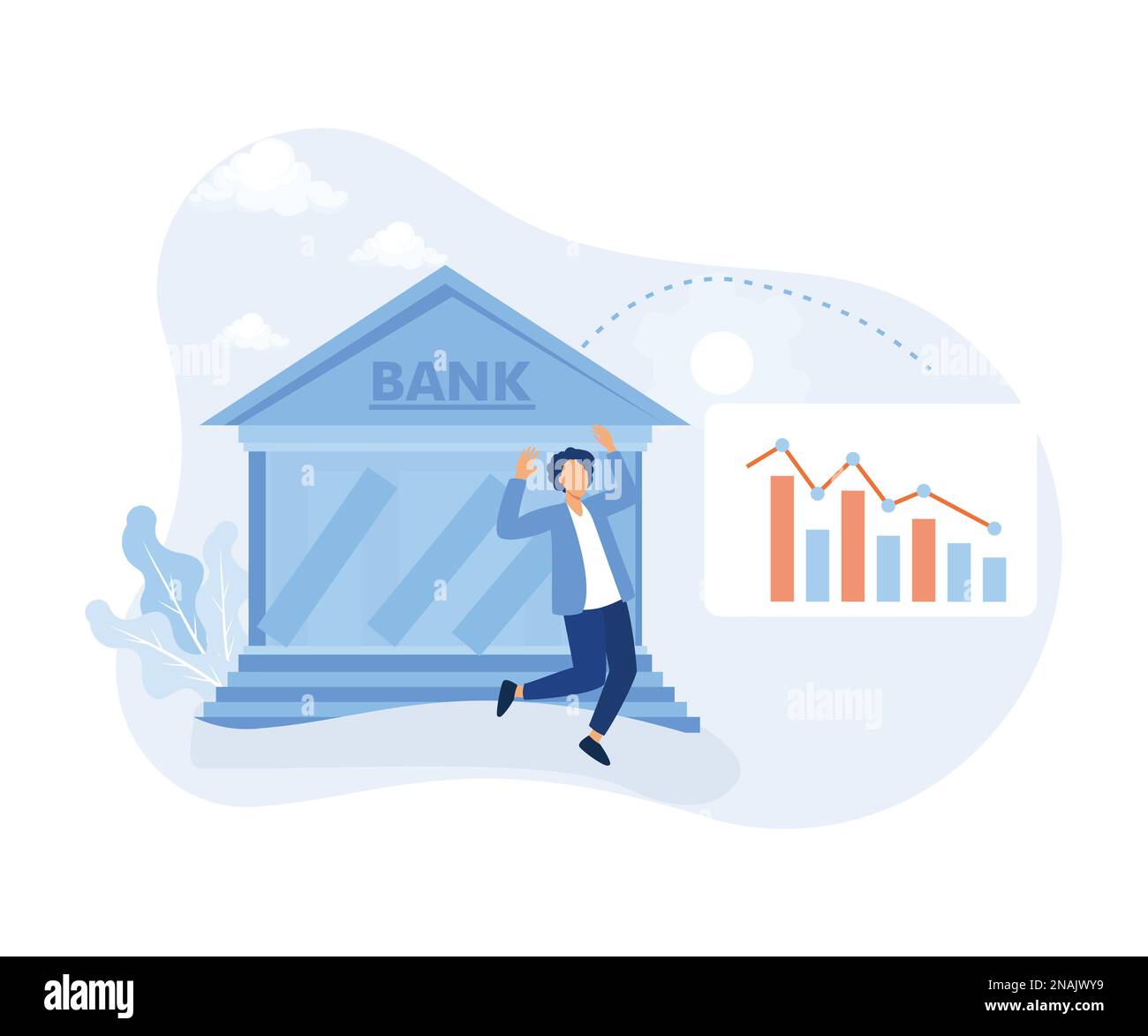 Financial crisis illustration. Characters suffering from financial loss, economical and investment problems. Stock market crash, speculative financial Stock Vector